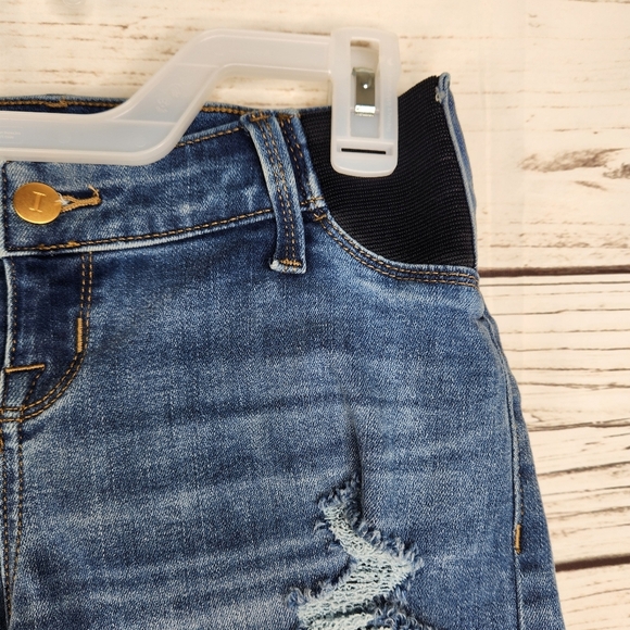 Isabel Maternity Denim Midi Short Distressed Shorts Size 00 - Picture 5 of 10